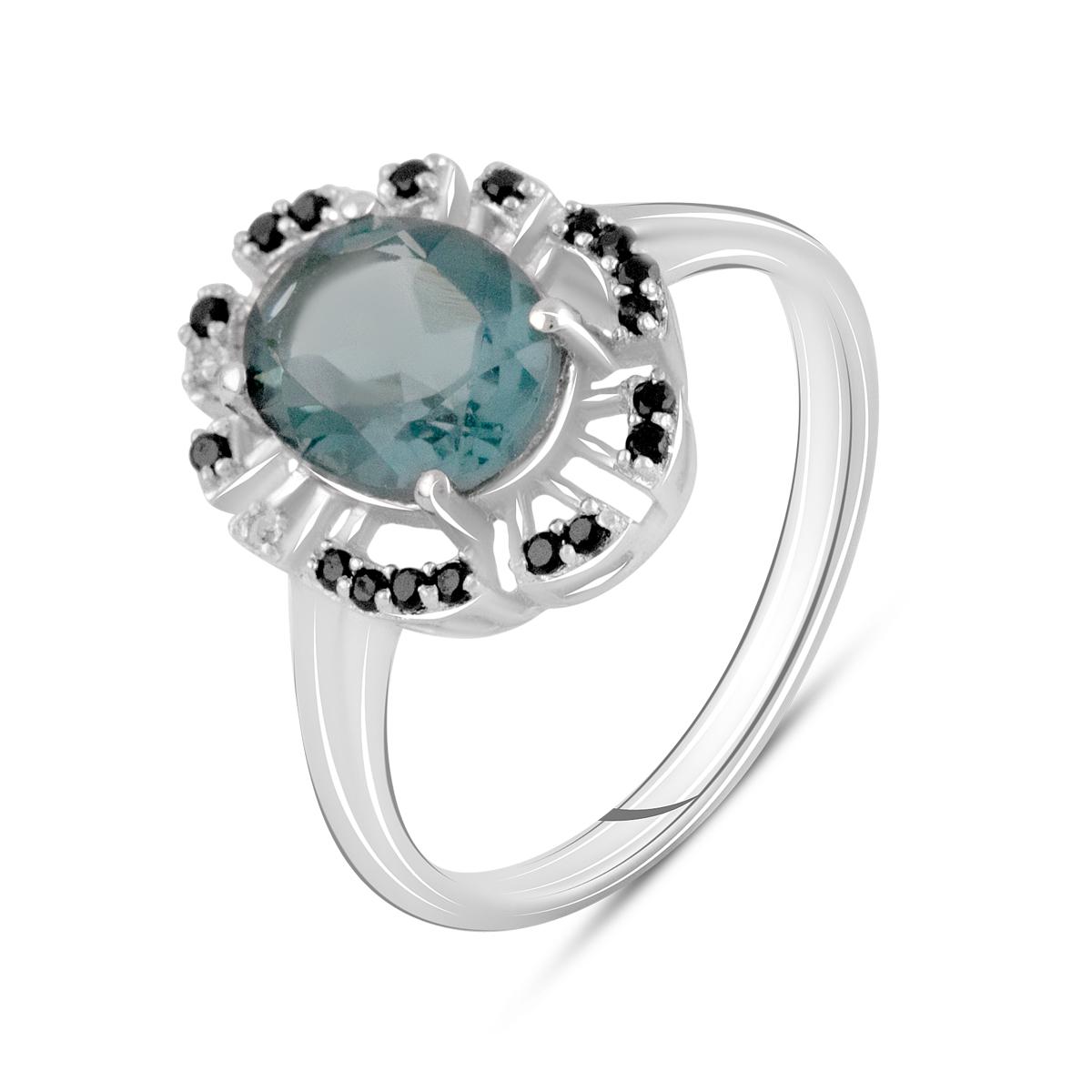 Кольцо серебряное с топазом Лондон Блю 2,428 ct 3,98 г р. 18,5 (2111764)