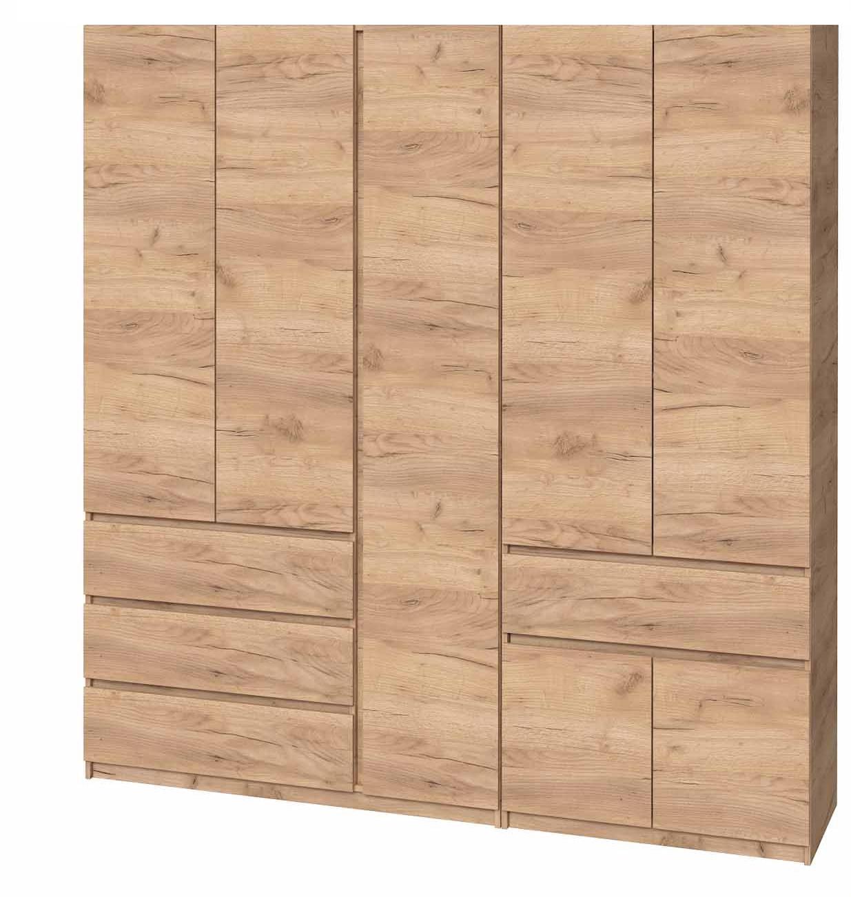 Шкаф гардеробный с полками Мастер Форм Брайт 2000х520х2000 мм Дуб крафт золотой (32806)