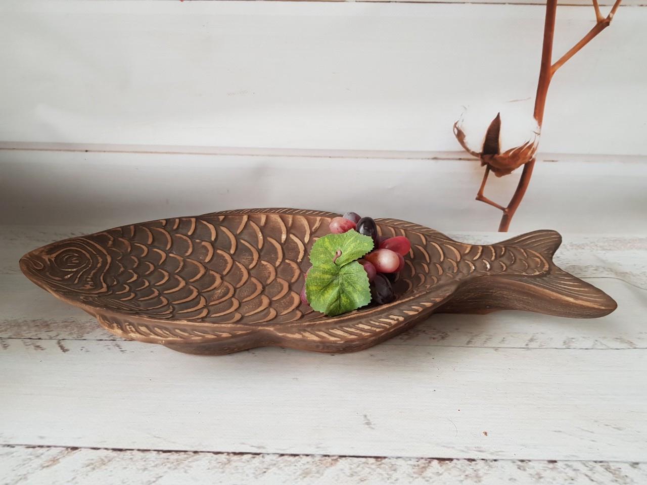 Блюдо для рыбы из красной глины 50 см (862142965) - фото 3