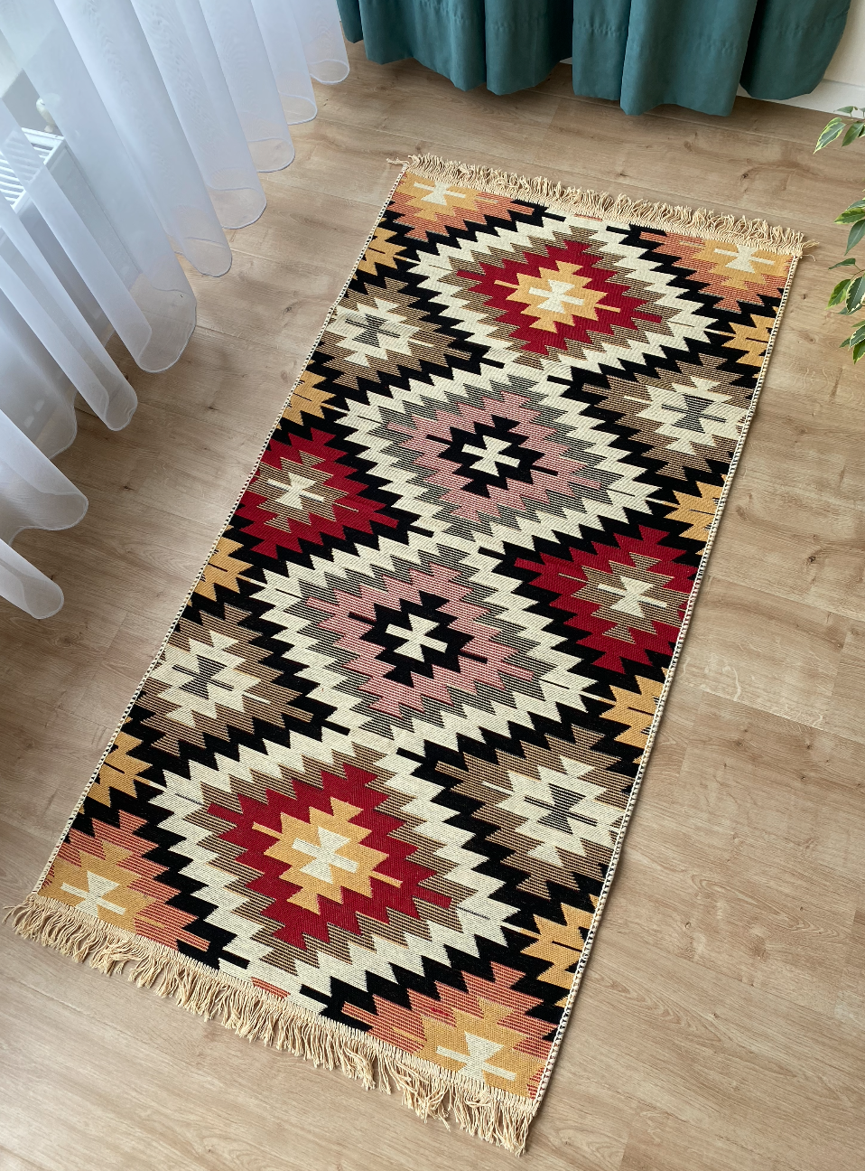 Коврик плетеный двухсторонний Shana Zummi 80x200 см Красный - фото 6