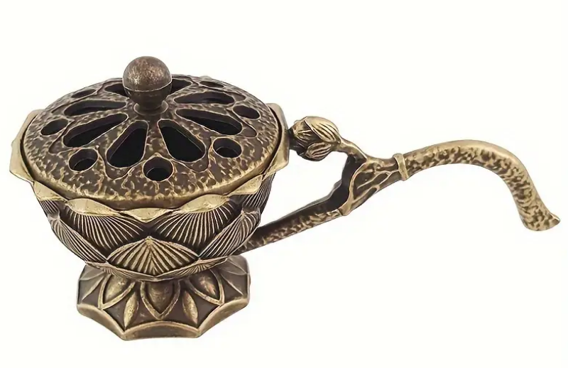 Аромалампа для благовоний Лотос с ручкой металлическая 9,5х4,6х3,5 см (EG463595)