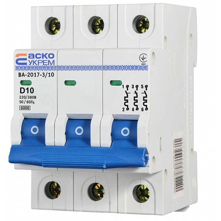 Автоматический выключатель АСКО-УКРЕМ ВА-2017 10А D 3 полюса (2348871623)