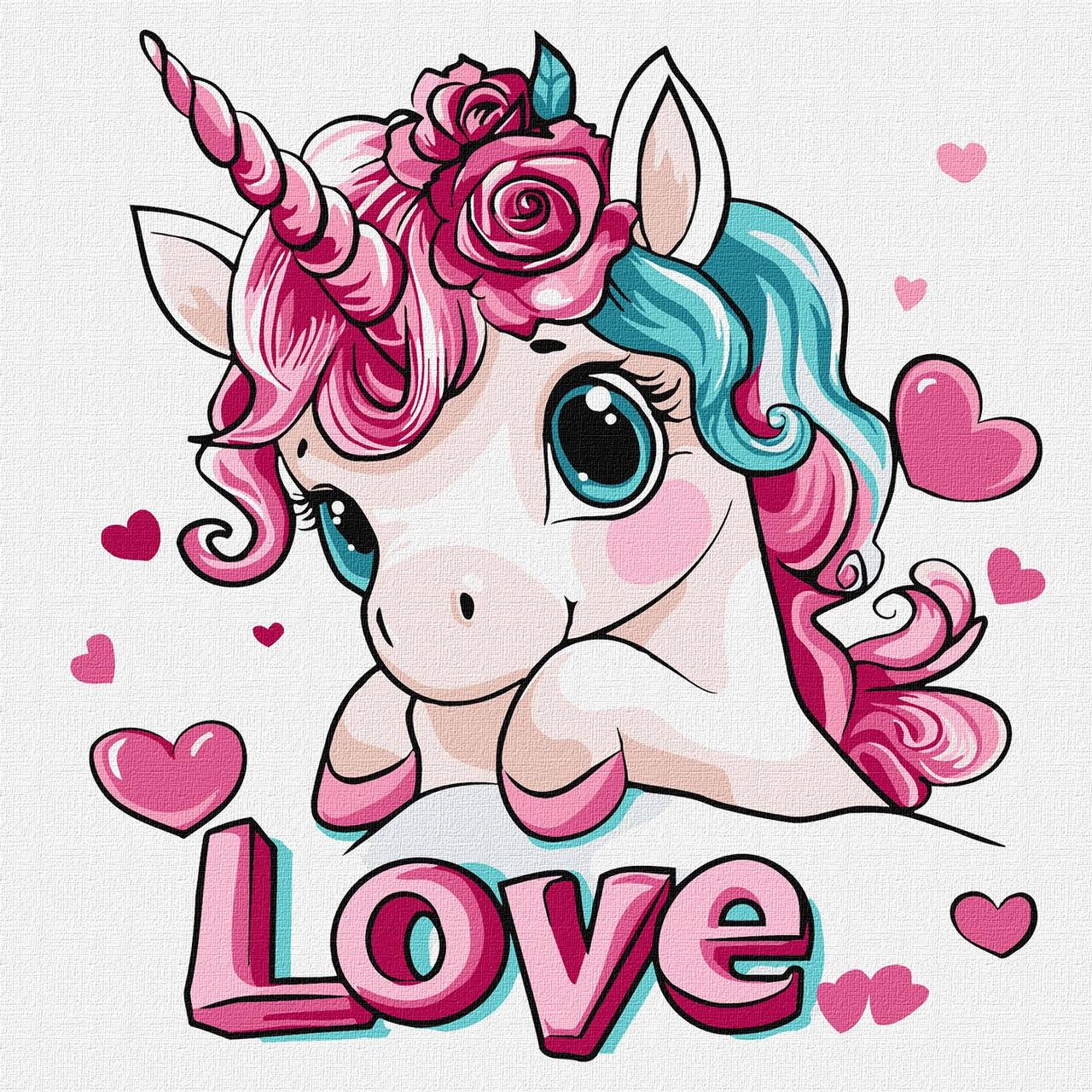 Картина по номерам Ideyka для детей Романтический единорог в термопакете 30х30 см (2867221978)