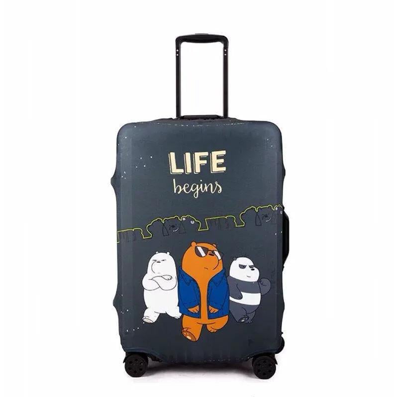 Чехол защитный Life Begins для чемодана с принтом плотный материал вырезы под ручки M Чехол защитный Life Begins для чемодана с принтом плотный материал вырезы под ручки M