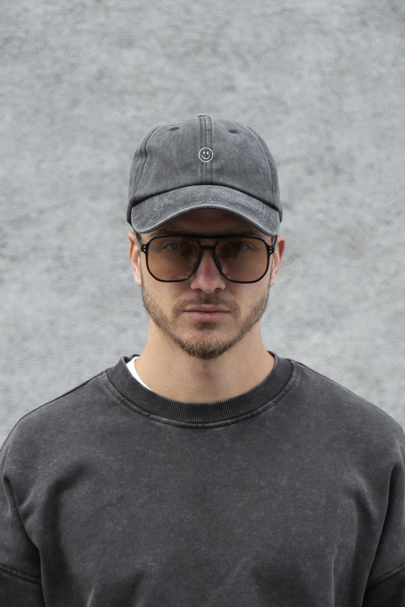 Бейсболка мужская Vintage Without с принтом Smile Black (8049799)