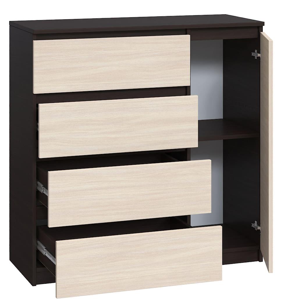 Комод Мастер Форм Брайт ДСП 4/1 телескопічні напрямні правосторонній 1000х376х950 мм Венге магія/Дуб молочний (20134) - фото 2 Комод Мастер Форм Брайт ДСП 4/1 телескопічні напрямні правосторонній 1000х376х950 мм Венге магія/Дуб молочний (20134) - фото 2