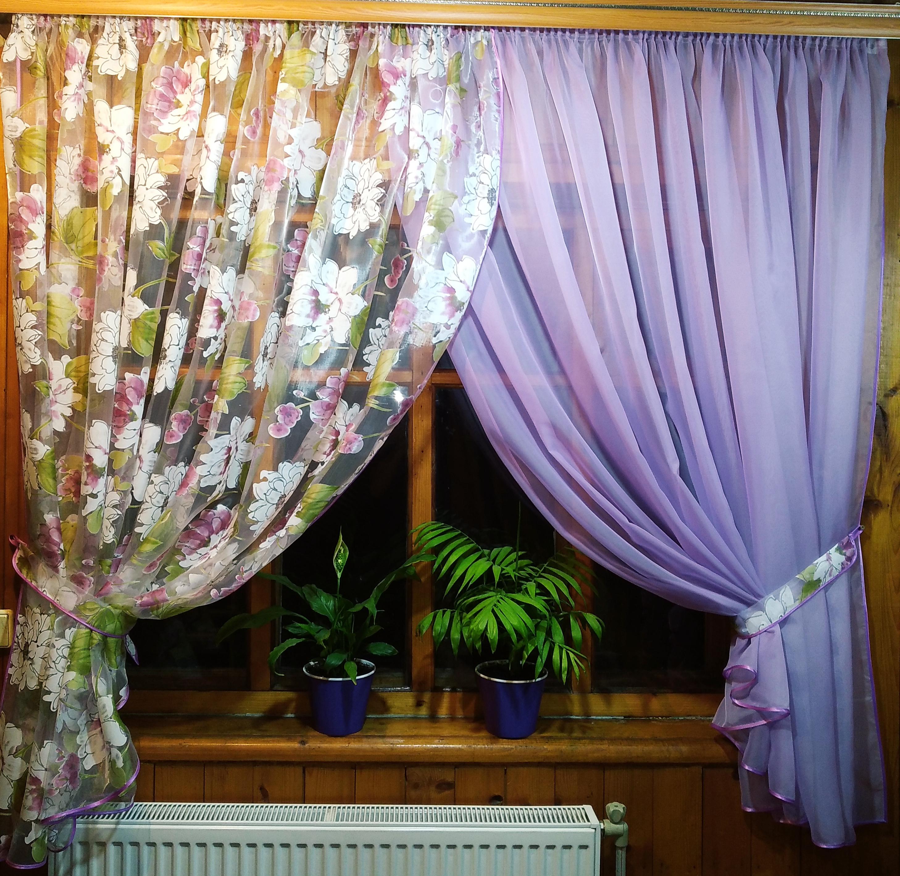 Занавеска готовая короткая Вероника Сиреневый цветок - фото 1 Занавеска готовая короткая Вероника Сиреневый цветок - фото 1