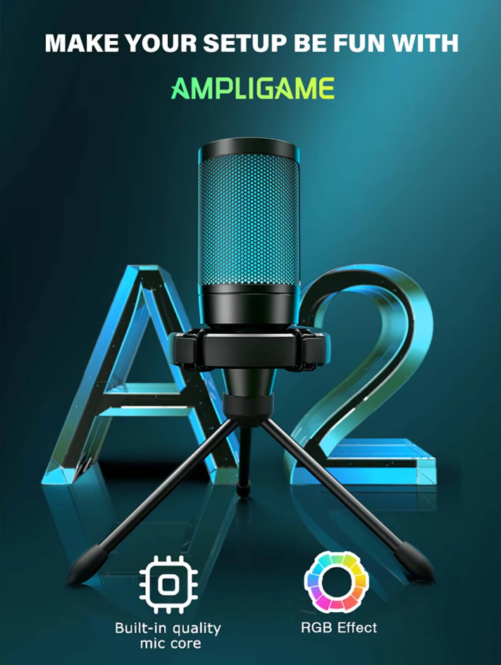Микрофон студийный FIFINE AmpliGame RGB USB Gaming Microphone (A2) - фото 2 Микрофон студийный FIFINE AmpliGame RGB USB Gaming Microphone (A2) - фото 2