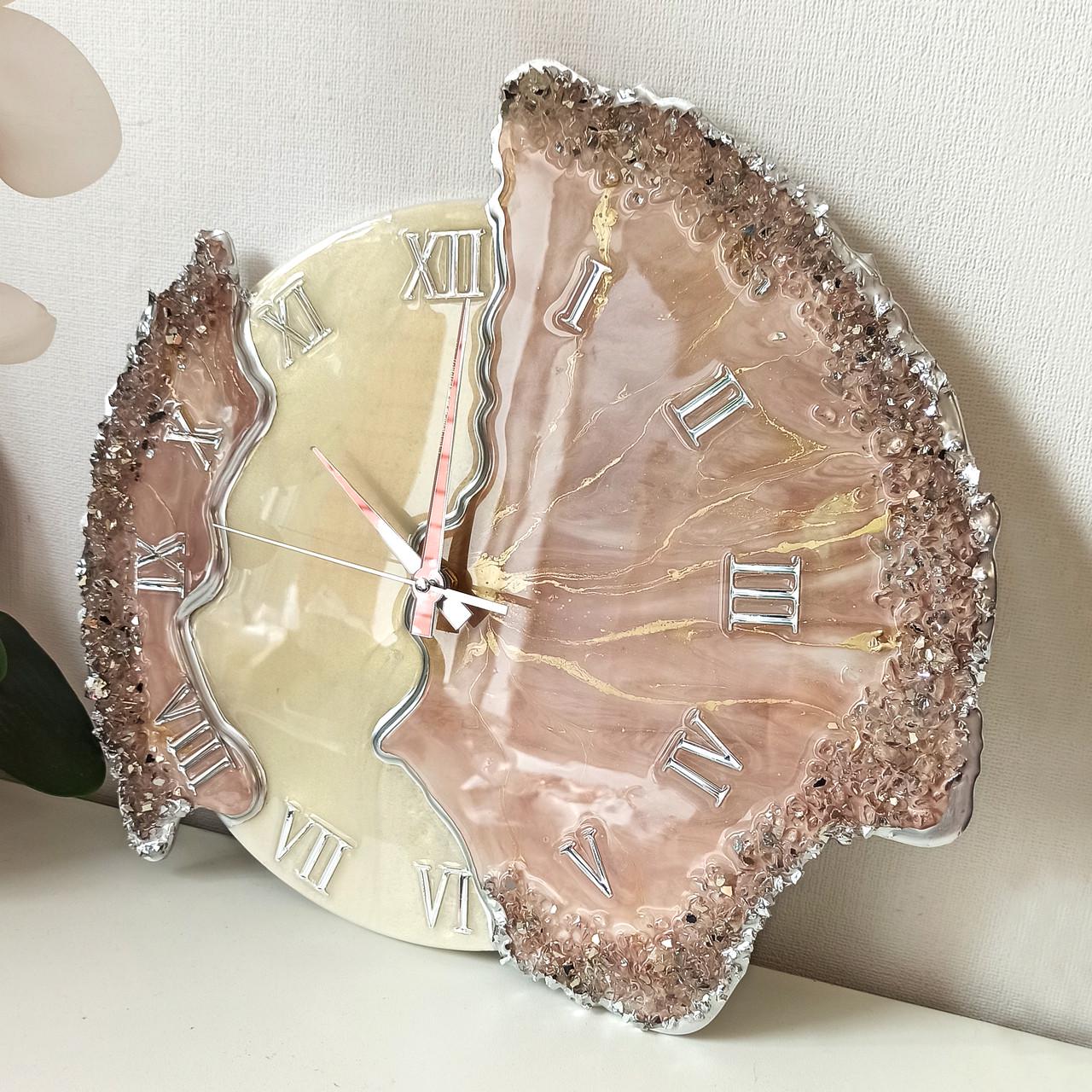 Часы объемные настенные из эпоксидной смолы Лепестки 100 см