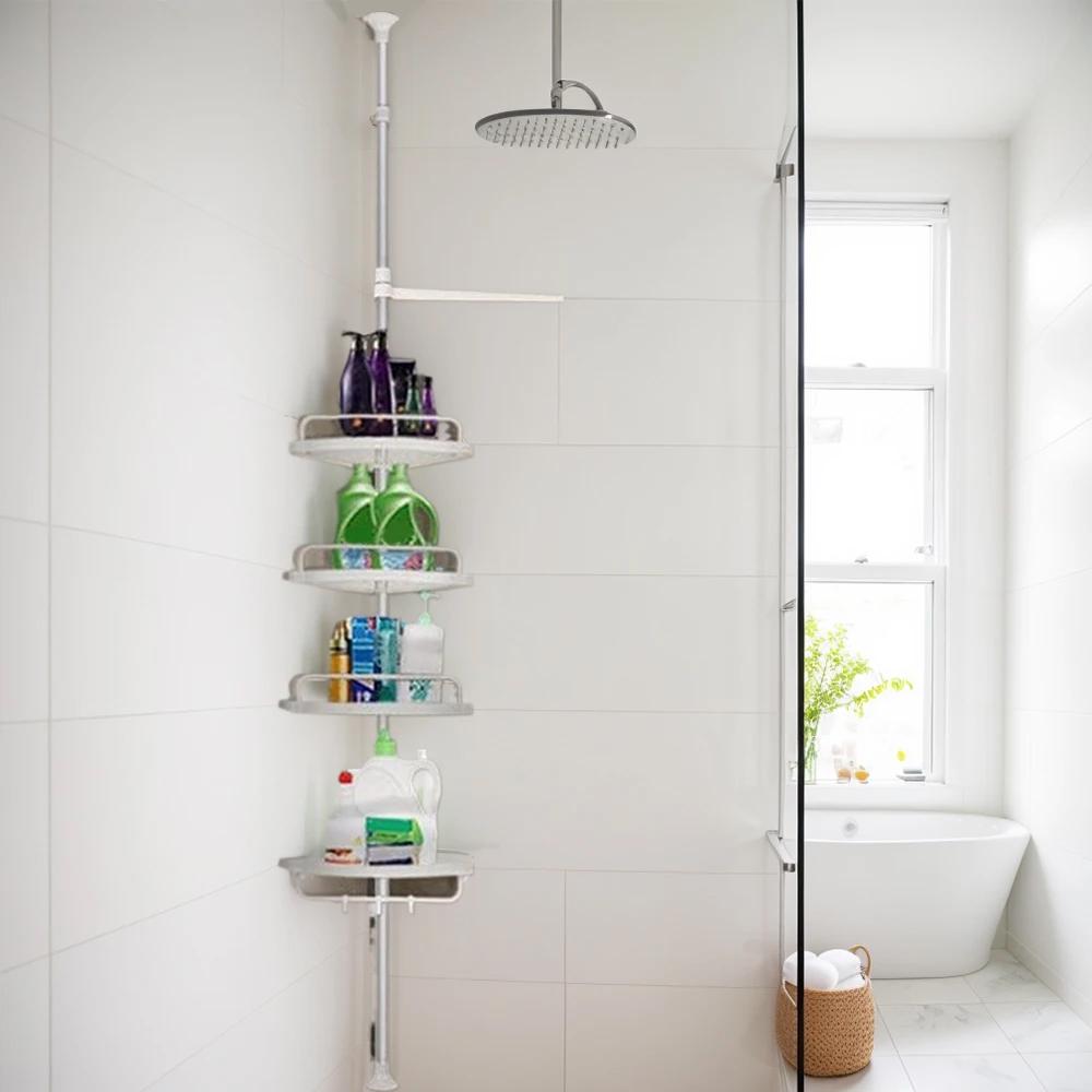 Стойка в ванную комнату телескопическая угловая 105-320 см Bathroom Corner Shelf TW-302 (SS-29) - фото 3