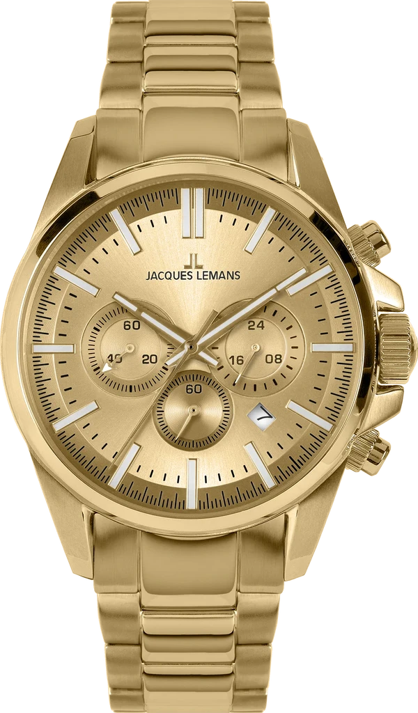 Наручные часы мужские Jacques Lemans Liverpool 1-2119I со стальным корпусом WR 100 м и золотистым циферблатом Наручные часы мужские Jacques Lemans Liverpool 1-2119I со стальным корпусом WR 100 м и золотистым циферблатом