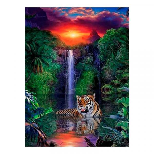 Алмазна мозаїка TK Group Тигр на водоспаді 40х30 см з рамкою в коробці (GB77501-mt)