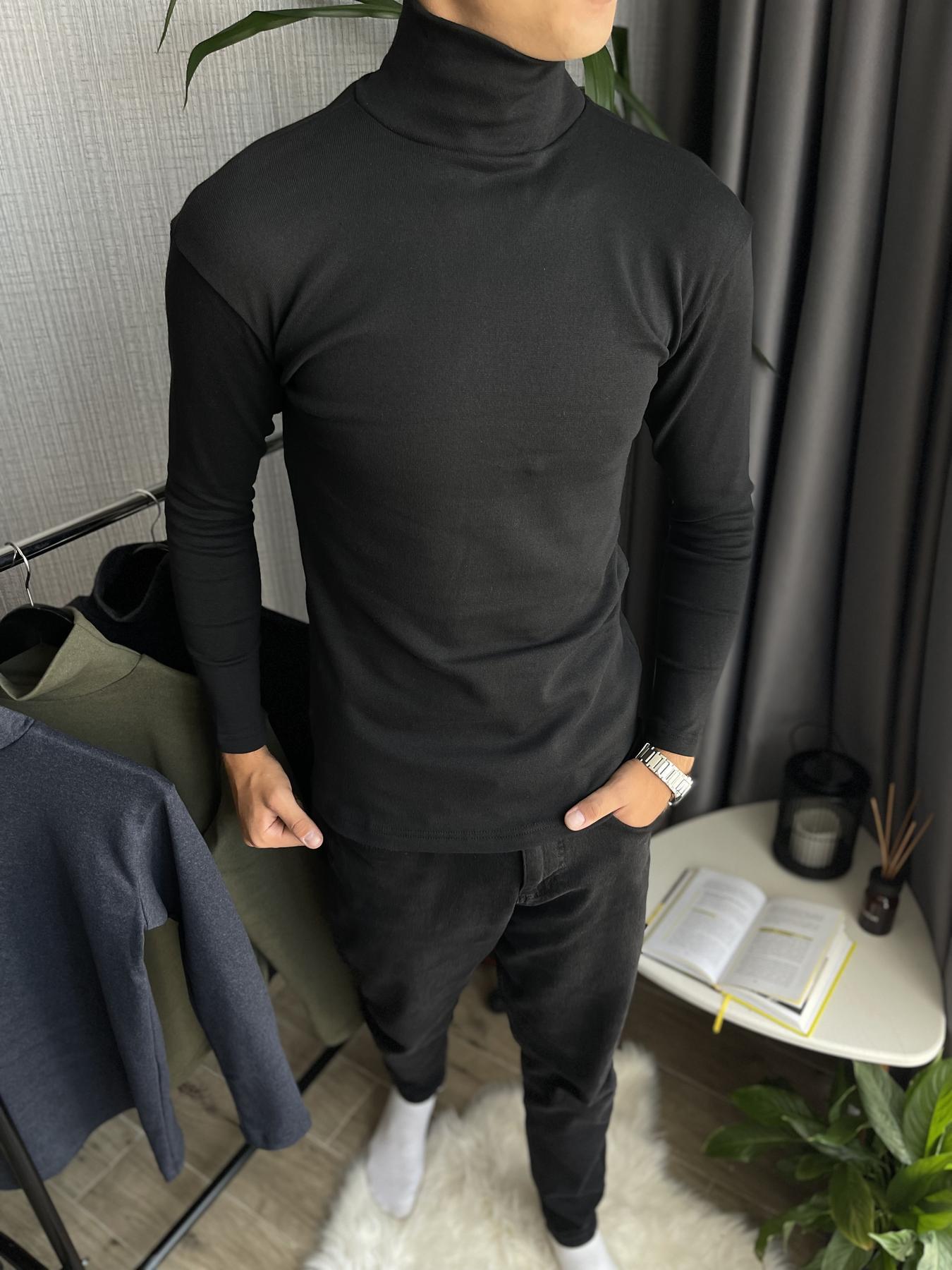 Гольф чоловічий зимовий на флісі облягаючий S Чорний (26534) - фото 7 Гольф чоловічий зимовий на флісі облягаючий S Чорний (26534) - фото 7