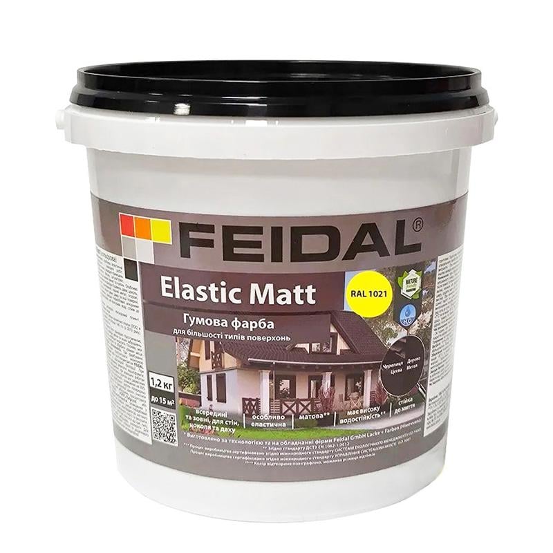 Фарба матова Feidal Elastic Matt стійке та еластичне покриття для інтер'єру 1,2 кг RAL 1021 Жовтий - фото 1