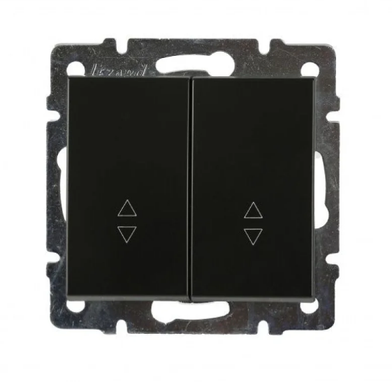 Выключатель двухклавишный Lezard Rain проходной Антрацитовый (26485636)