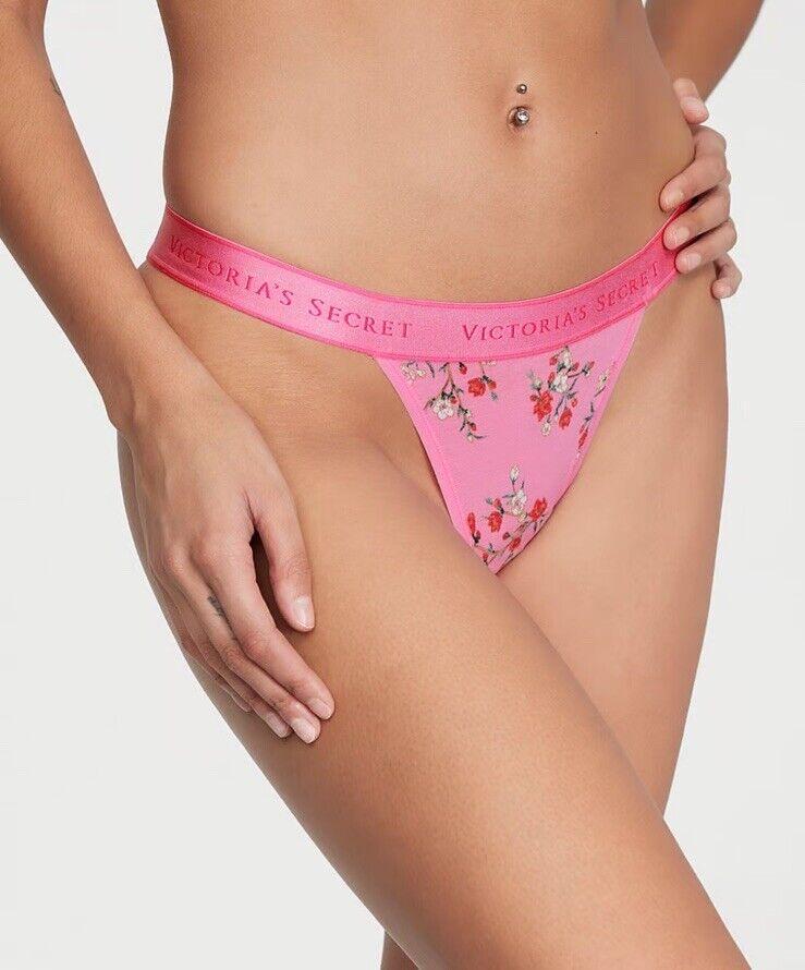 Труси жіночі Victoria's Secret Logo Cotton Tanga XS Рожевий (26763632) - фото 1