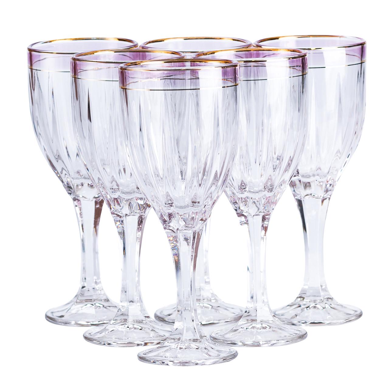 Набір келихів для вина з облямівкою 6 шт. по 250 мл - фото 1 Набір келихів для вина з облямівкою 6 шт. по 250 мл - фото 1
