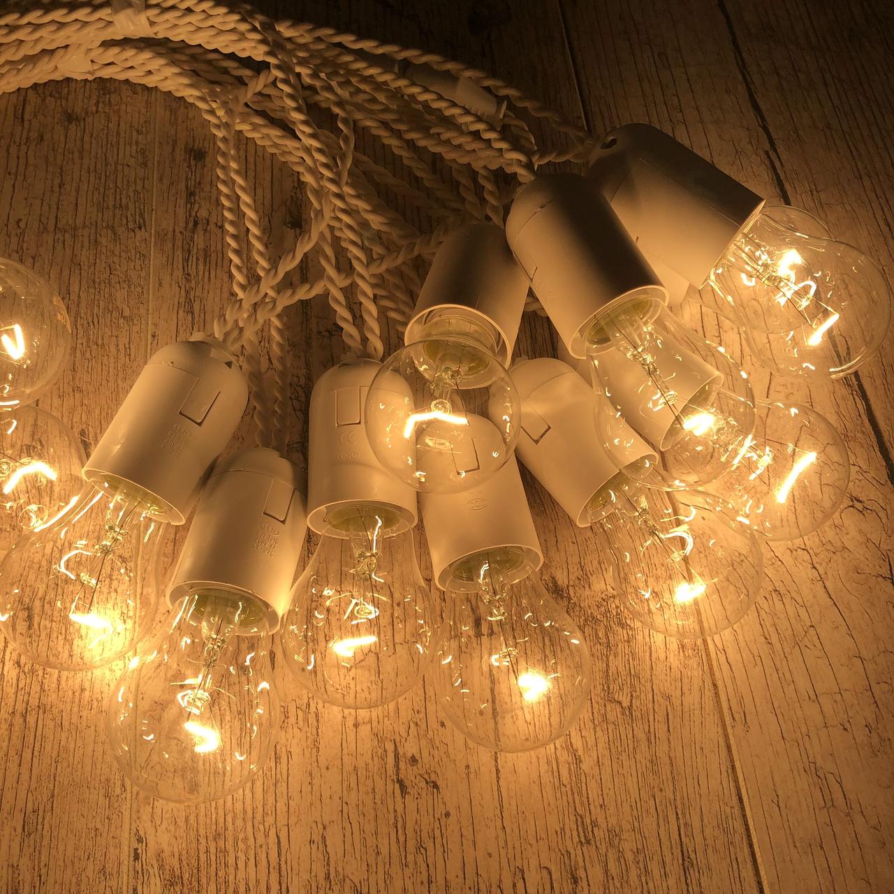 Ретро гірлянда для приміщень Alphatrade 10 м 20 ламп розжарювання Біла (120090) - фото 2