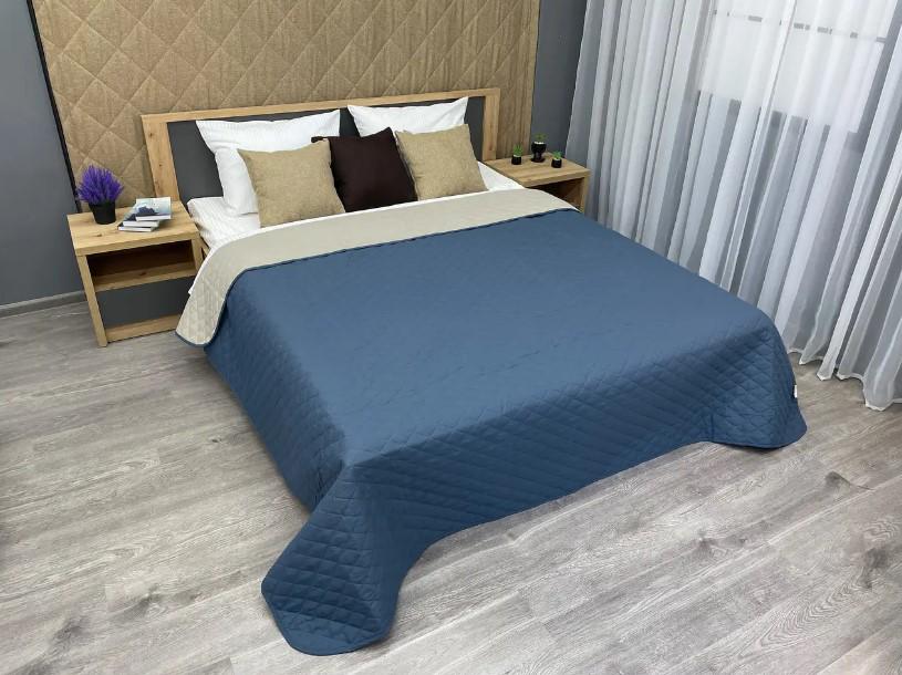 Покривало декоративне двостороннє Decorator Ultra Sonic Microfiber 140х215 см Синій/Бежевий (85-004) - фото 8