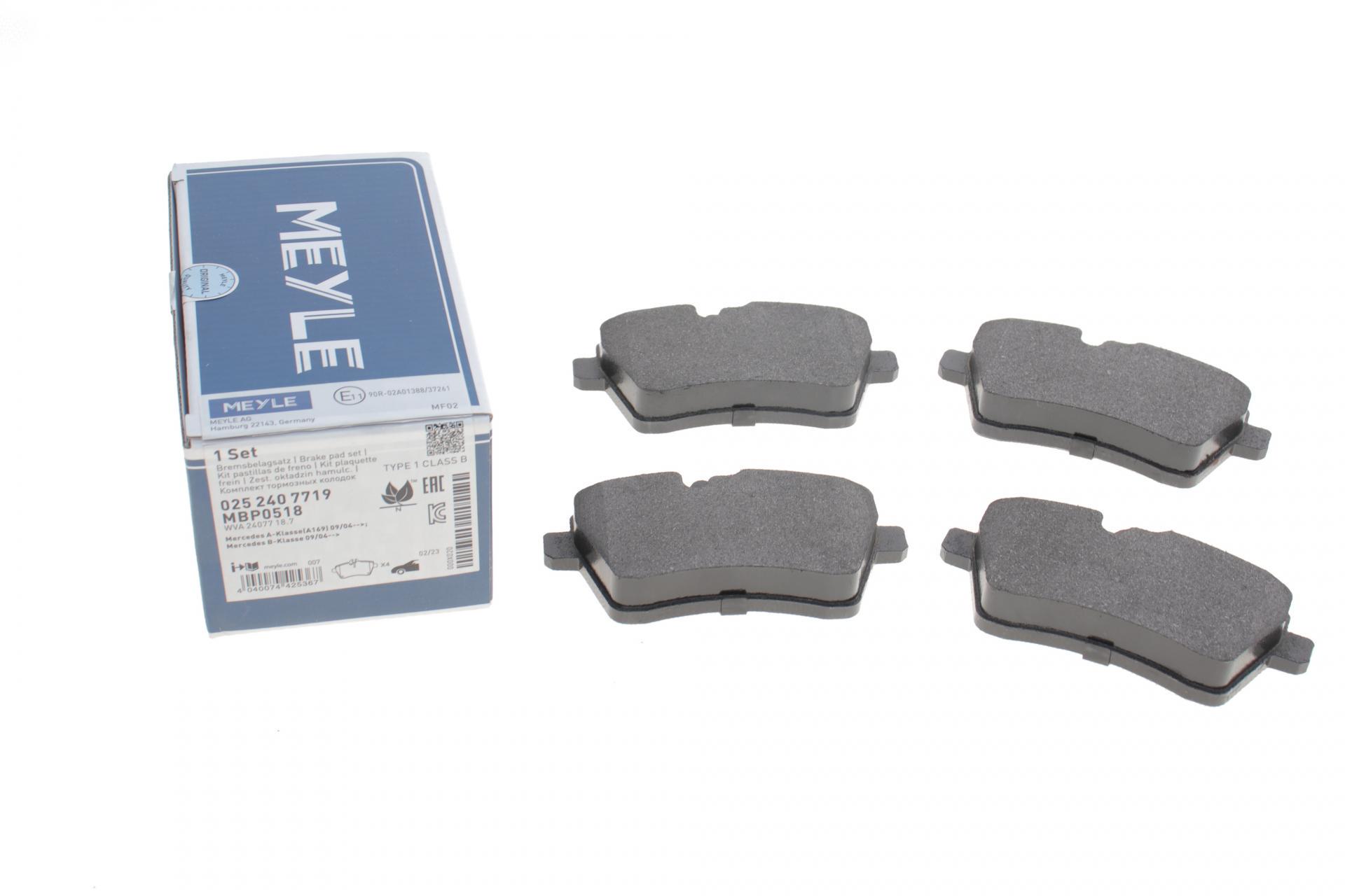 Колодки тормозные передние Meyle MB A-class W169 04-12 (025 240 7719 MEYLE)