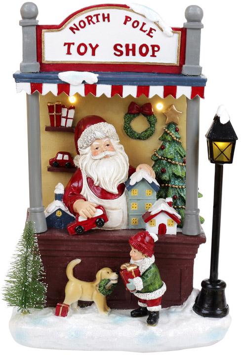 Новогодняя композиция North Pole Toy Shop с Led подсветкой 21х14х33 см полистоун (BD-197-728)