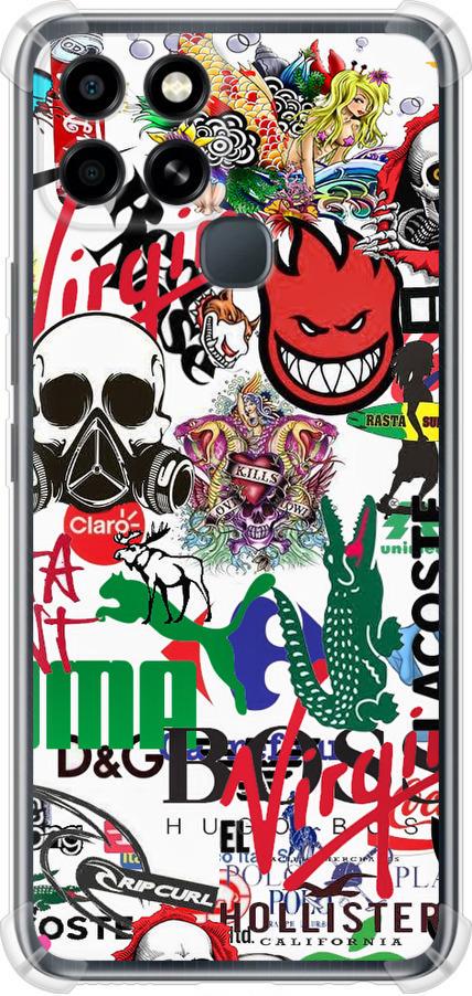 Чехол на Infinix Smart 6 Many different logos (4022sp-2758-42517)