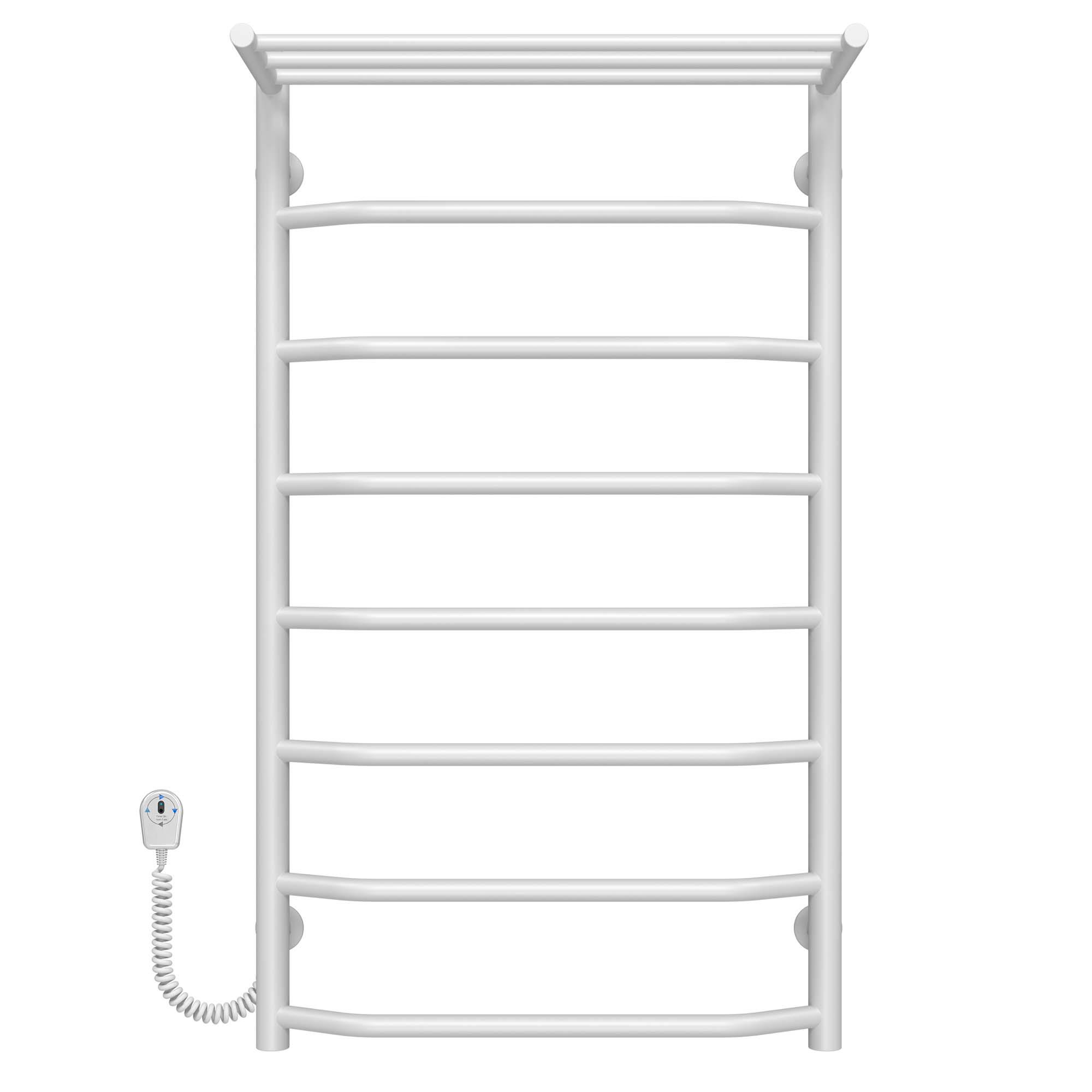 Полотенцесушитель электрический с полкой Deffi Трапеция П8 EF16 левое подключение нержавеющая сталь 500х900 мм Белый (C.TP.90.50.8.EWL5)