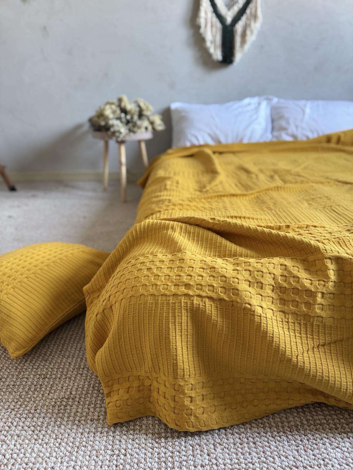 Покрывало вафельное Марокко 220х240 см Горчичный (18094126)