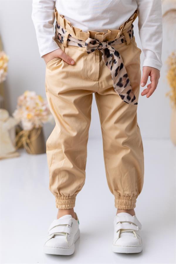 Брюки-джоггеры для девочки с приборной талией Zeyland 3 года 98 см Бежевый (8683169154832)
