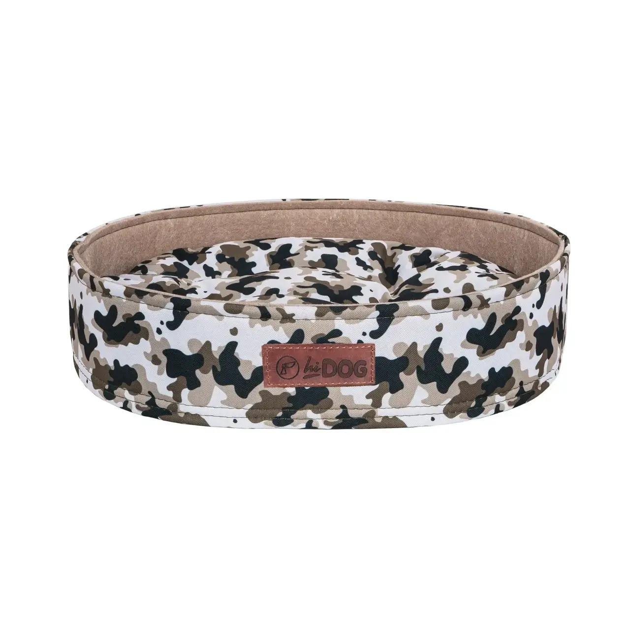 Лежак бортик овальный HiDOG Military для собаки и кота мягкая с бортиками 40х52х11 см (3596‑1041)