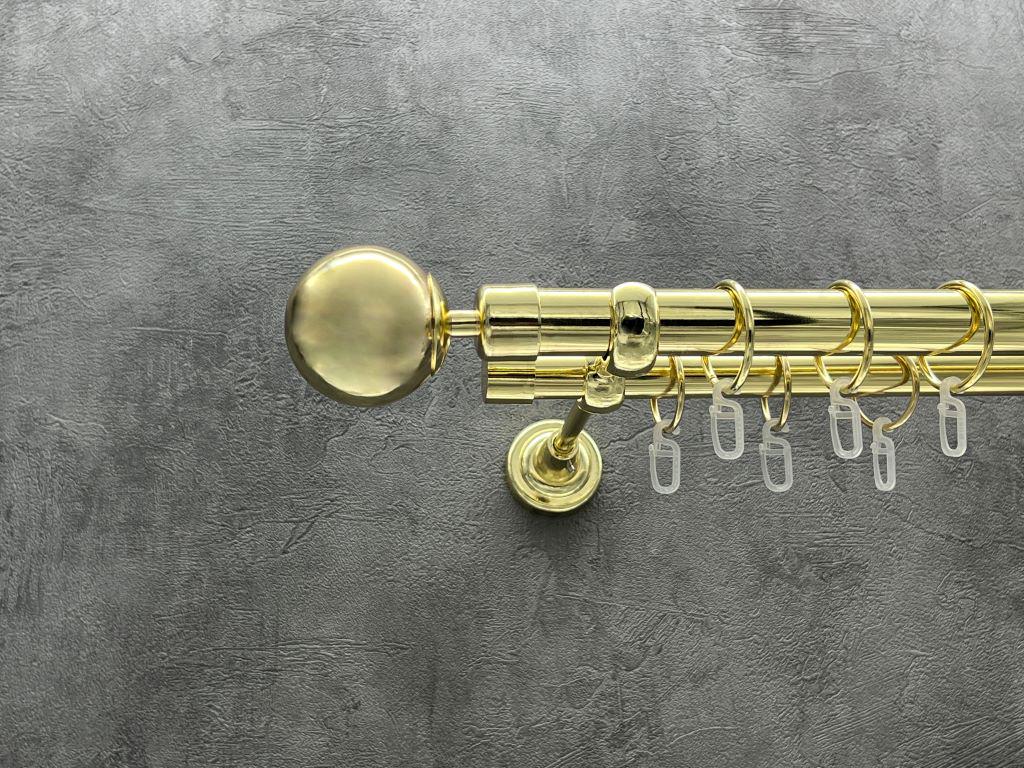 Карниз Quadrum Шар гладкая штанга двойной открытый 25/19 мм 200 см Золотой