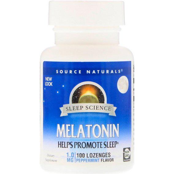 Мелатонін для сну Source Naturals Melatonin 1 мг 100 Lozenges Peppermint Flavor (SNS-00709)