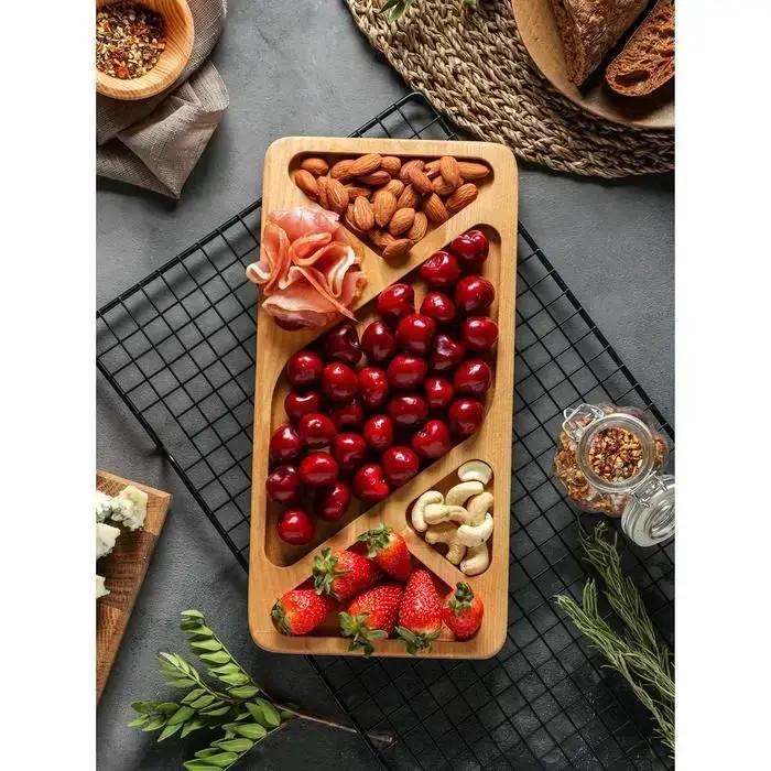 Менажница деревянная 5 секций с пропиткой ясеневая 30х15 см (ман-7)