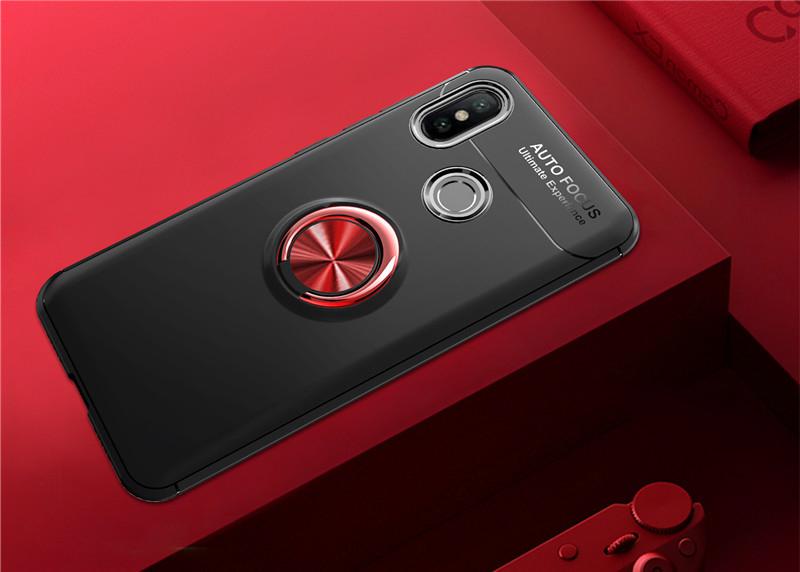 Чехол с кольцом Auto Focus для Xiaomi Redmi Note 5 Black Red (07381-44)