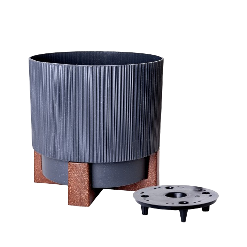 Вазон Алеана Осло зі вставкою та декоративною підставкою 12 см Граніт (УТ000103450) - фото 1 Вазон Алеана Осло зі вставкою та декоративною підставкою 12 см Граніт (УТ000103450) - фото 1