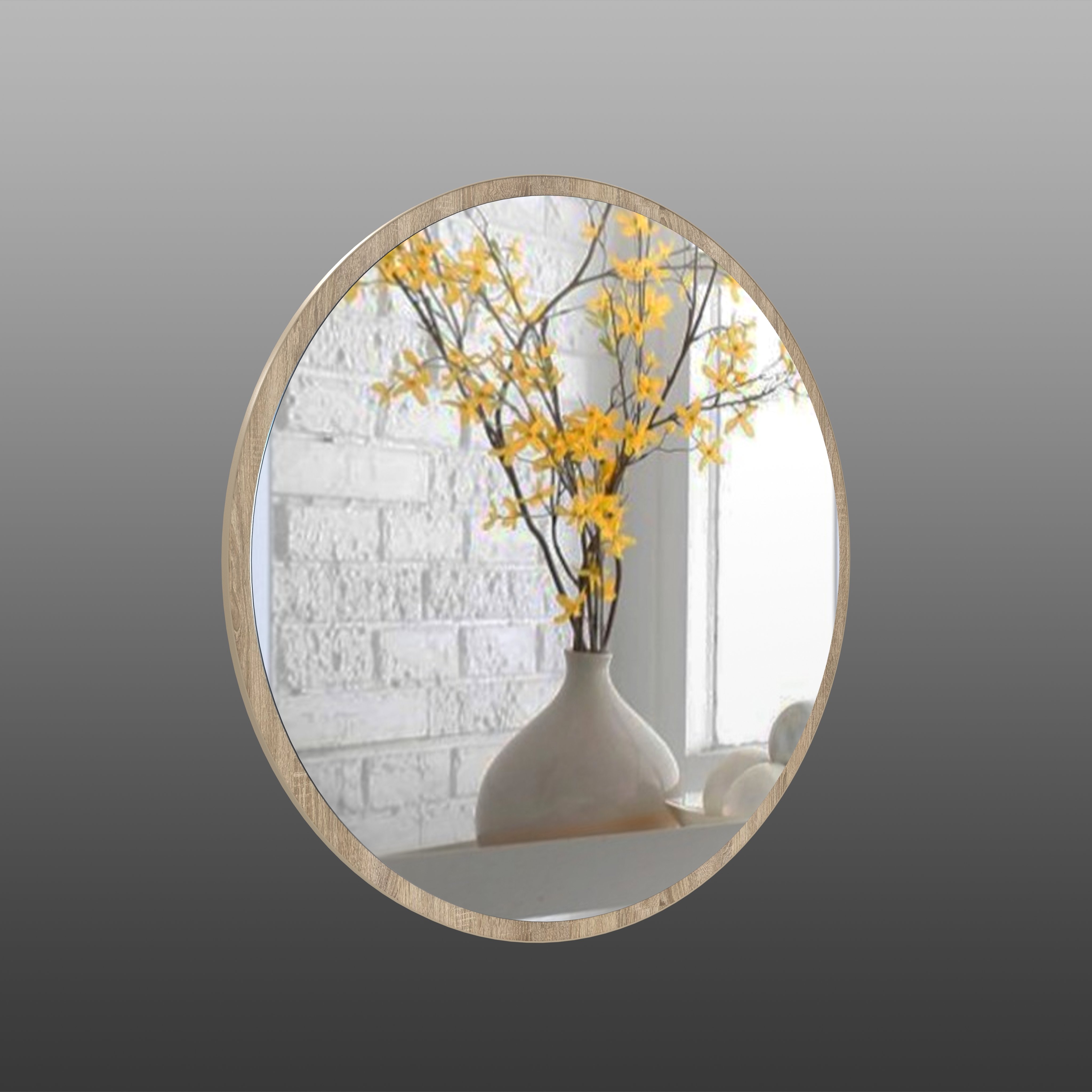 Зеркало настенное круглое Art-Com 1000 мм Дуб сонома (Z 10)