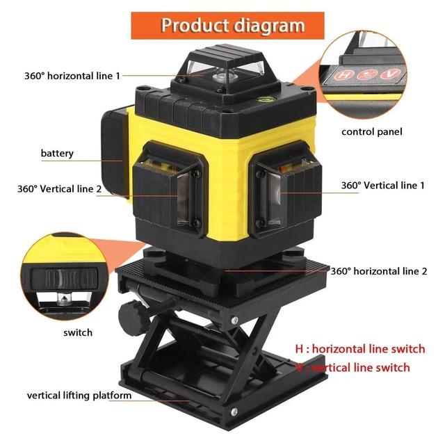 Лазерний рівень 4D Dw-01 16-лінійний Зелений - фото 2 Лазерний рівень 4D Dw-01 16-лінійний Зелений - фото 2