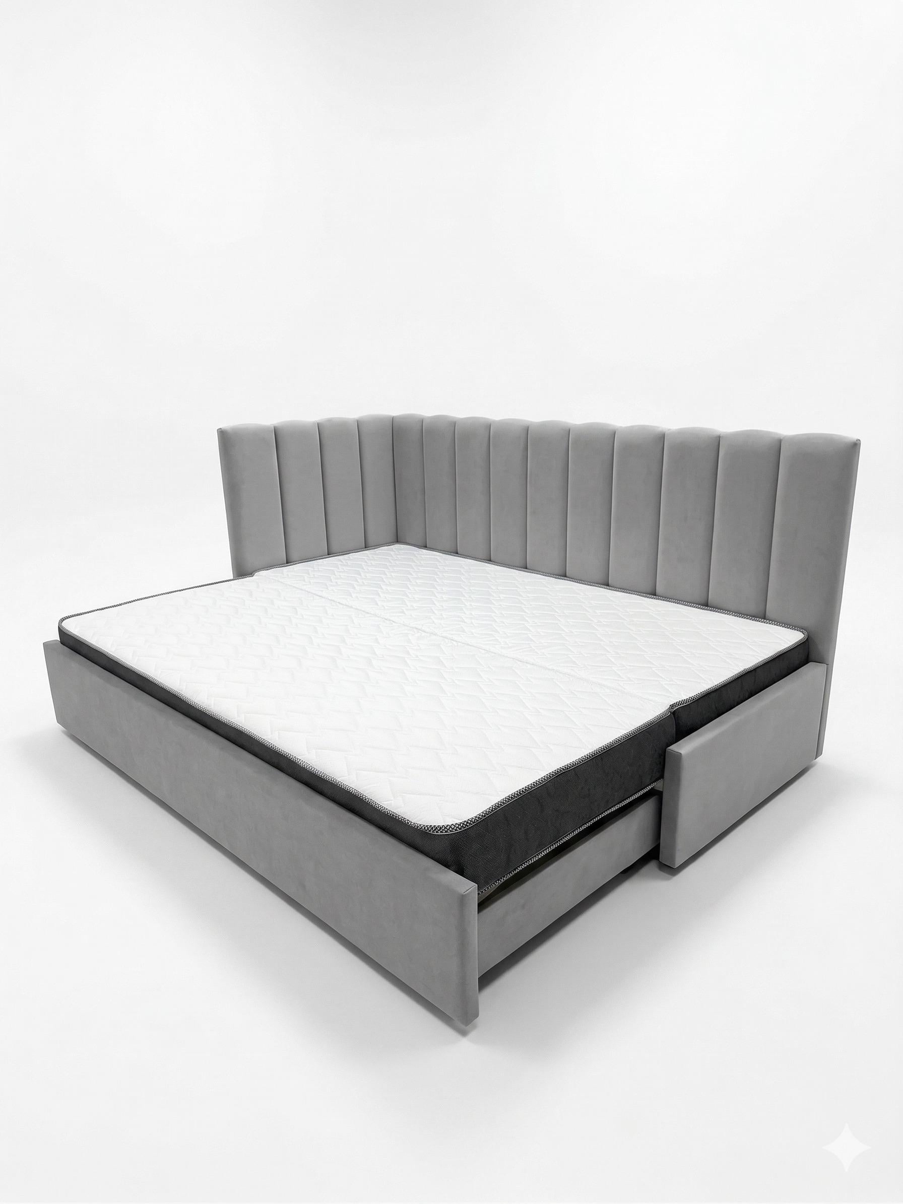 Кровать трансформер угловая Mebel-Day Софт Твикс 80х200/160х200 см велюр Simple 31 Серый (34355487)