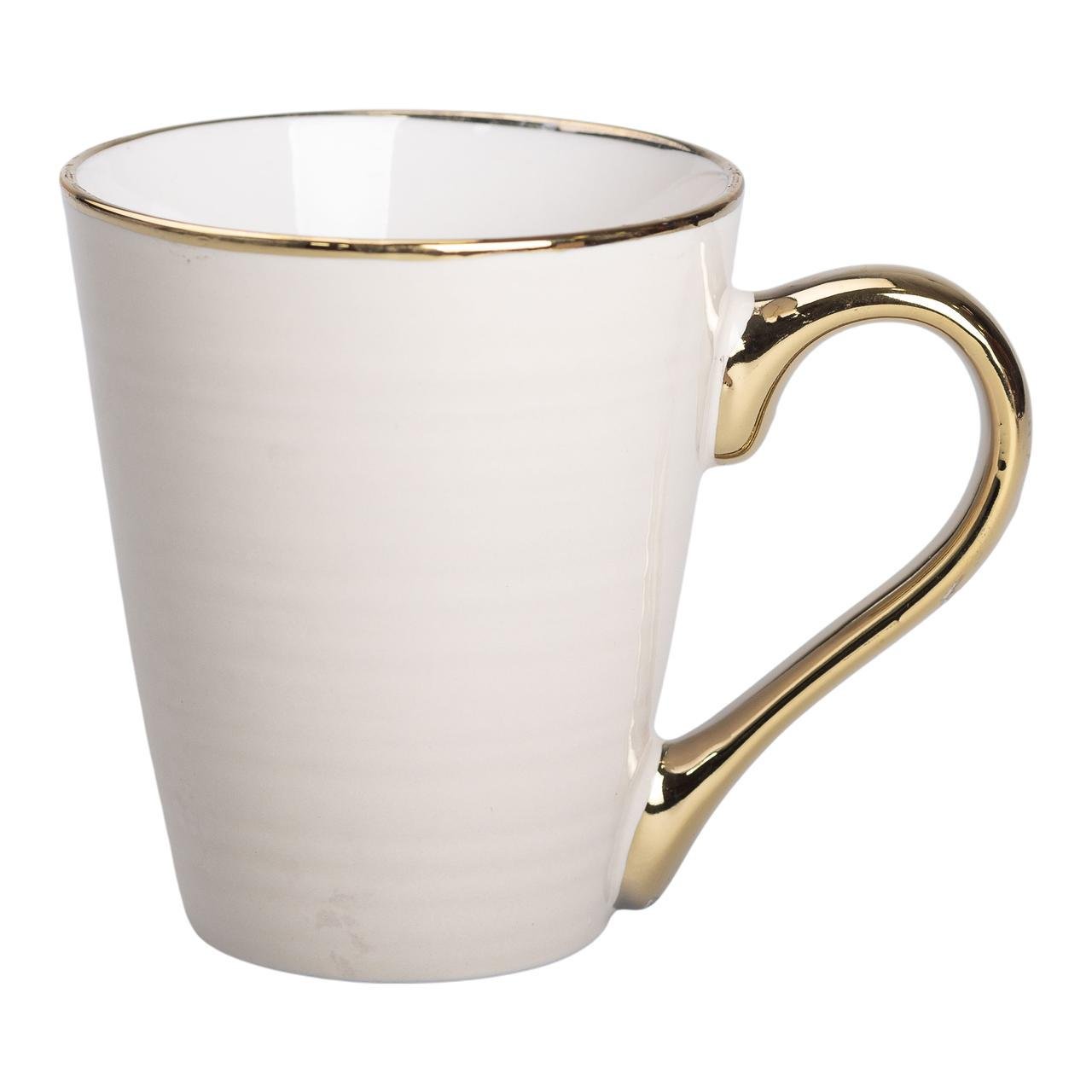 Чашка керамическая с золотым ободком 320 мл Бежевый (RX-N240624BE)