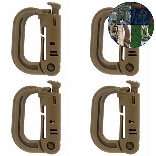Карабін фіксатор D-подібний Tornado Grimloc MOLLE 4 шт. Khaki (11198491) - фото 2 Карабін фіксатор D-подібний Tornado Grimloc MOLLE 4 шт. Khaki (11198491) - фото 2