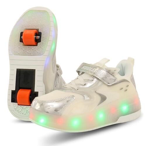 Кроссовки роликовые с подсветкой LED на двух колесах Huoleguo OB-6445 р. 32 Бело-серый (33093194)