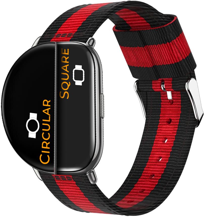 Ремешок тканевый Canvas для ZEPP E Square/Circular Black/Red (26330)