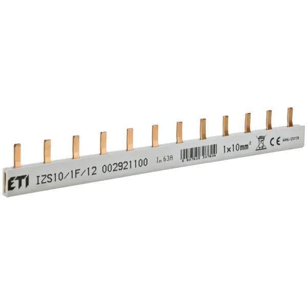 Шина питания ETI IZS 10/1F/12 10 мм2 1P 0,21 м Pin 12-модульная (2921100)