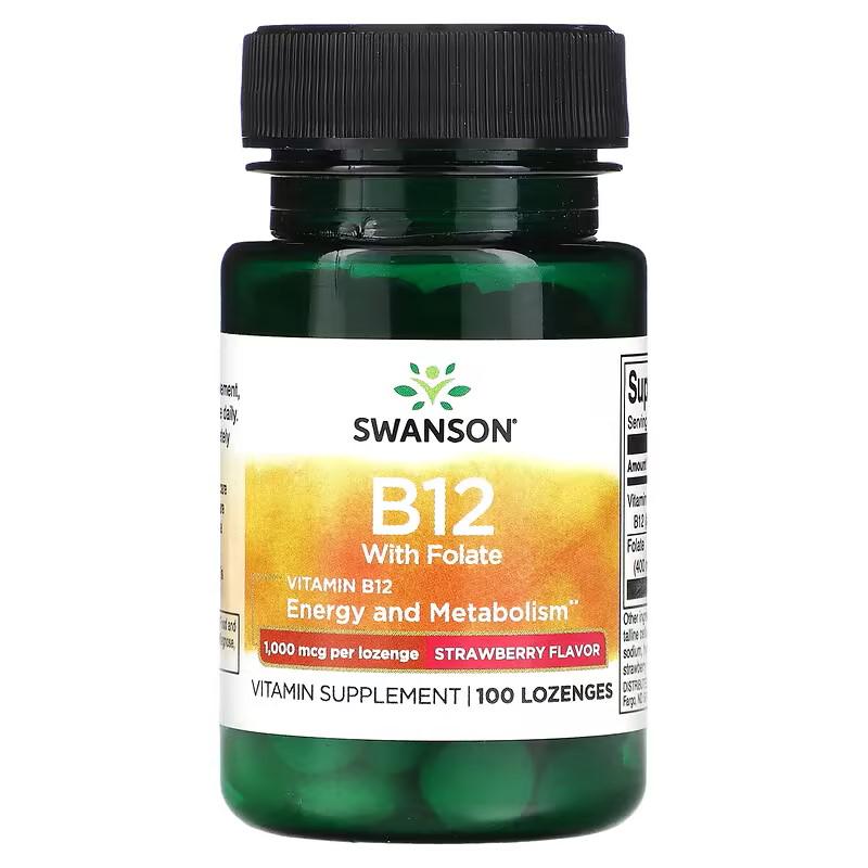 Витамин B12 Swanson Vitamin B12 with Folate Strawberry 1000 мкг 100 пастилок Витамин B12 Swanson Vitamin B12 with Folate Strawberry 1000 мкг 100 пастилок