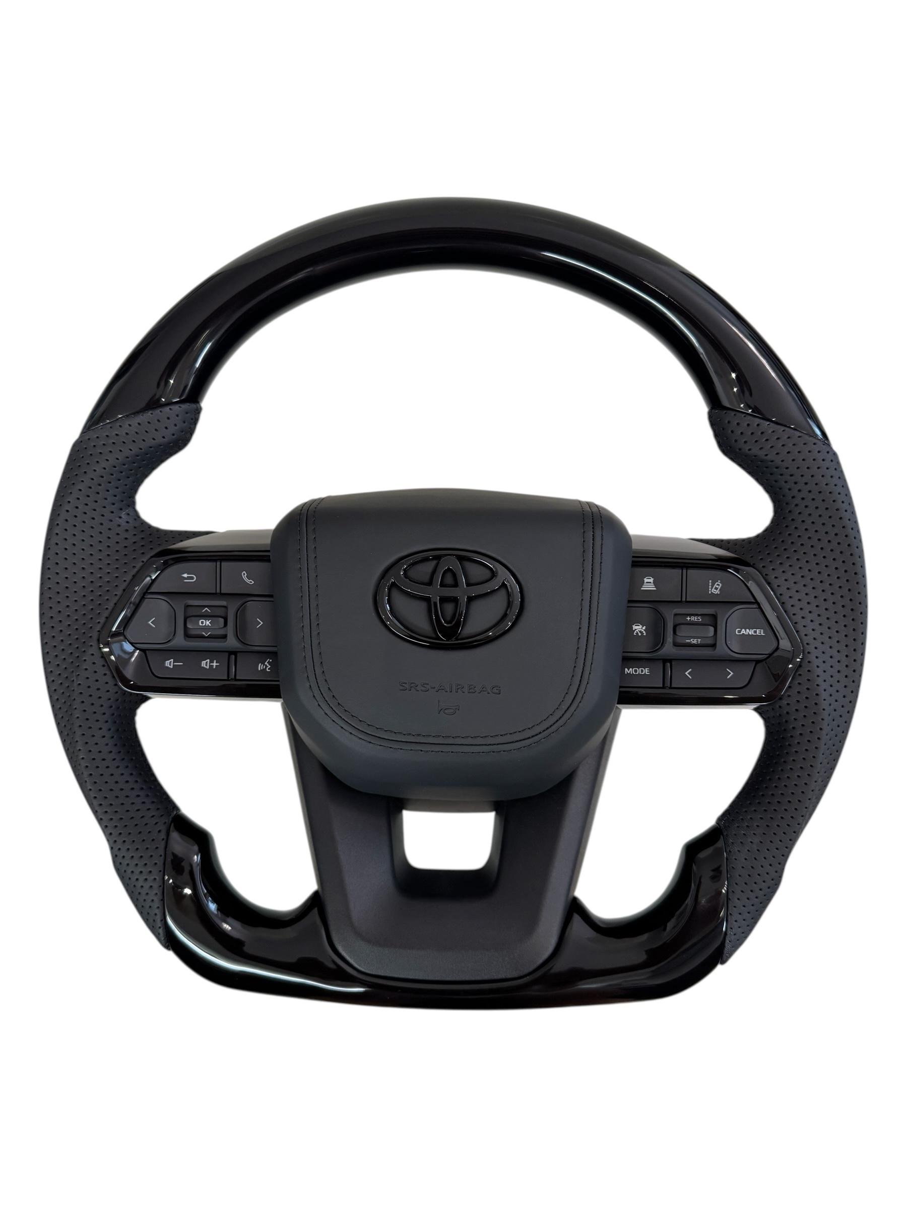 Кермо для Toyota Land Cruiser 200 Prado 150 в сборі з підігрівом шкіра зі скошеним низом Чорний глянець (27734473)