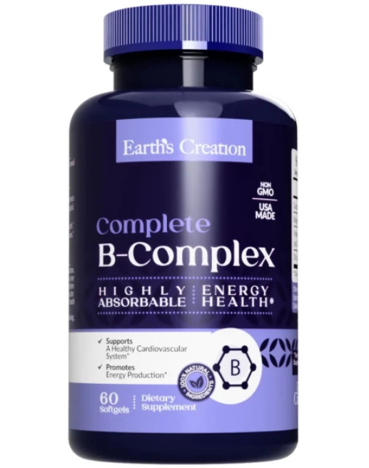 Комплекс витаминов группы В Earths Creation Vitamin B Complex Liquid 60 софтгель