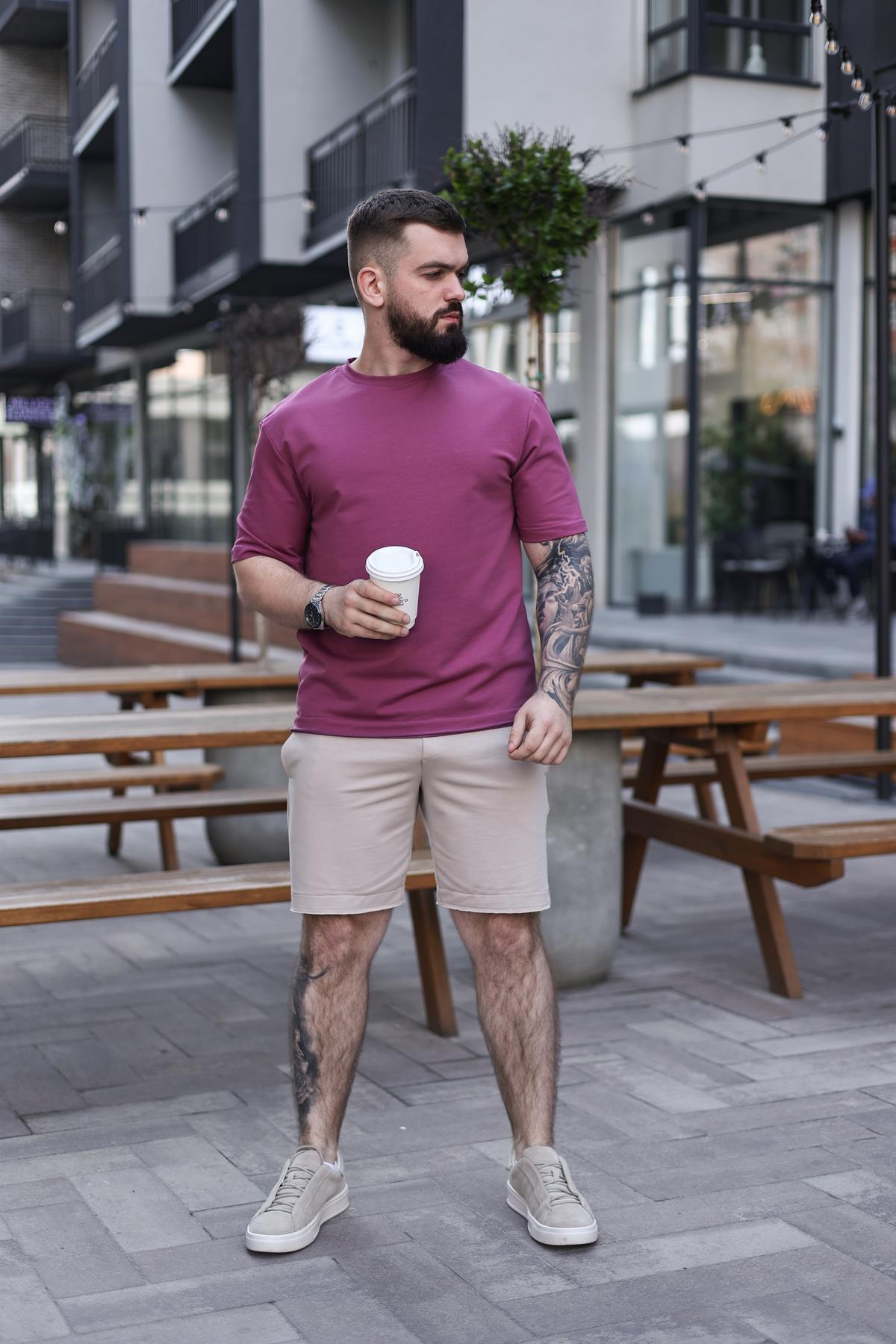 Комплект мужской летний BREEZE оверсайз L Розово-бежевый (1576420348/5/3)