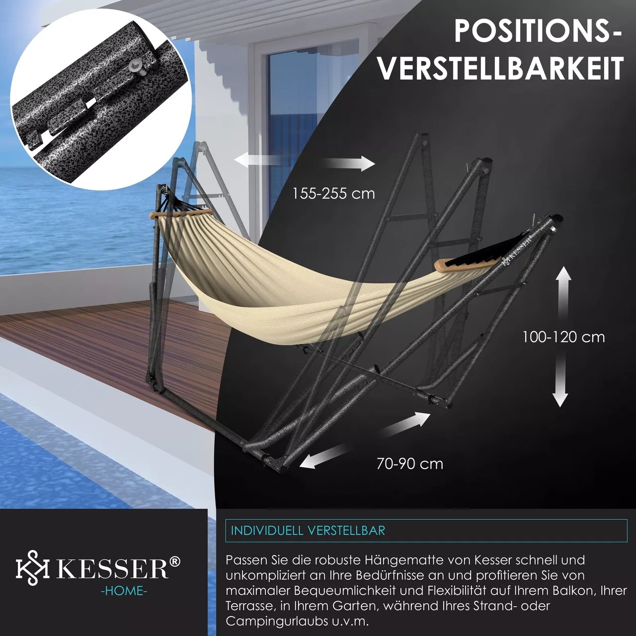 Гамаки KESSER підвісний для саду та дачі 200 кг 360x120x115 см (4260729115584) - фото 4 Гамаки KESSER підвісний для саду та дачі 200 кг 360x120x115 см (4260729115584) - фото 4