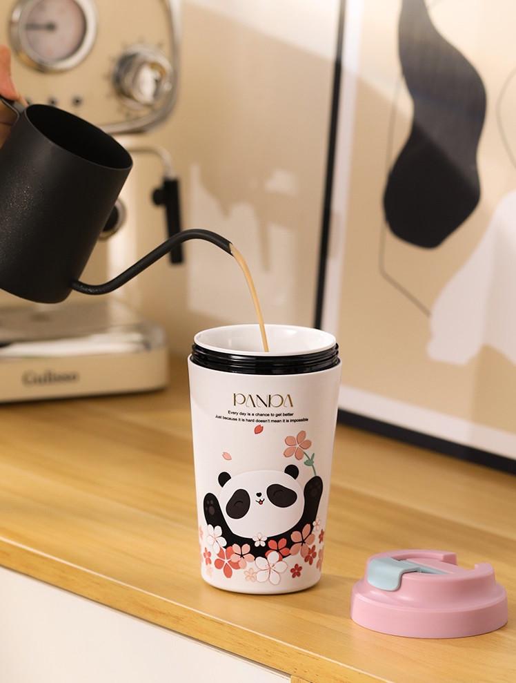 Термокухоль Panda з керамічною колбою 380 мл Рожевий (5452) - фото 9