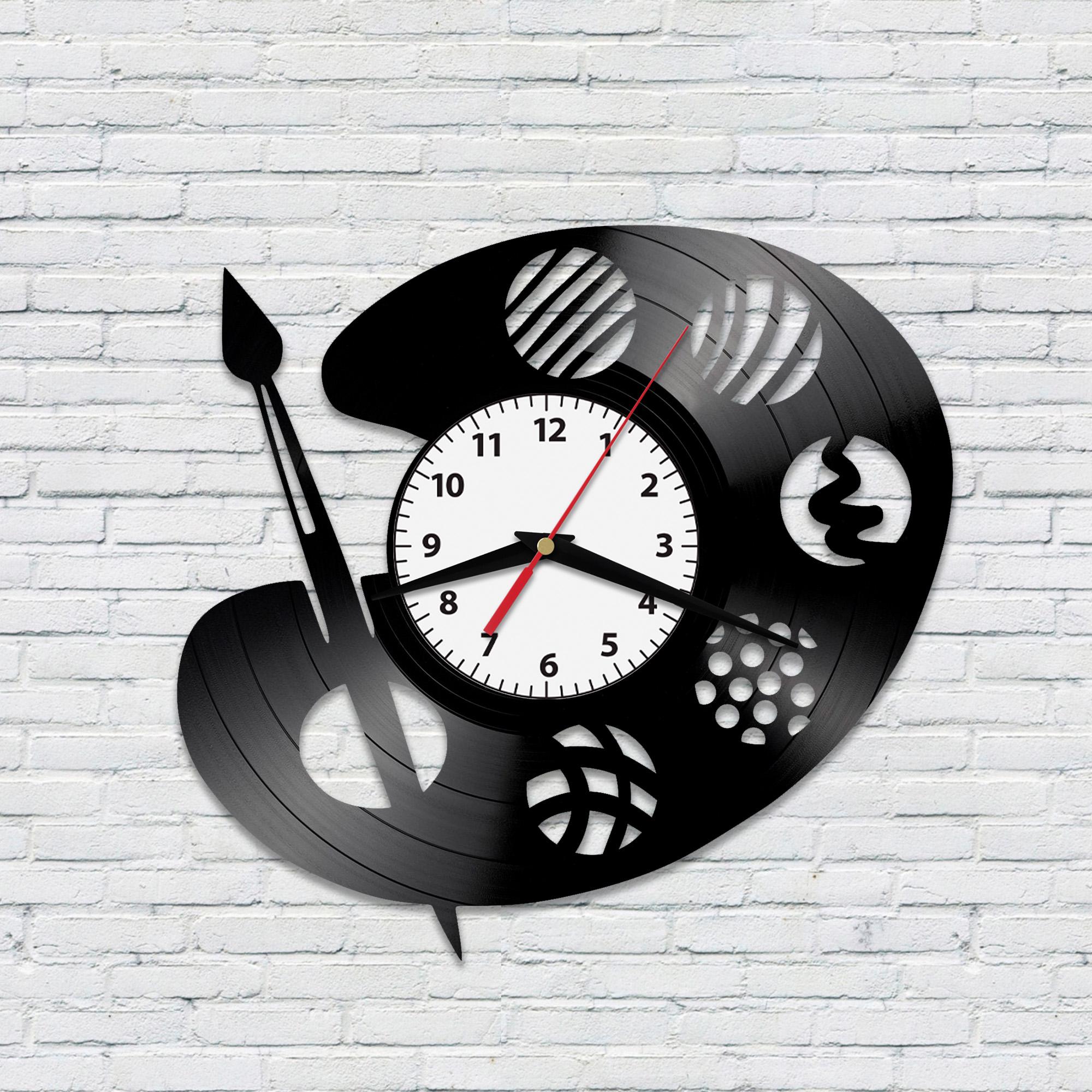 Виниловые настенные часы  "Краски" (5454541345-Т)